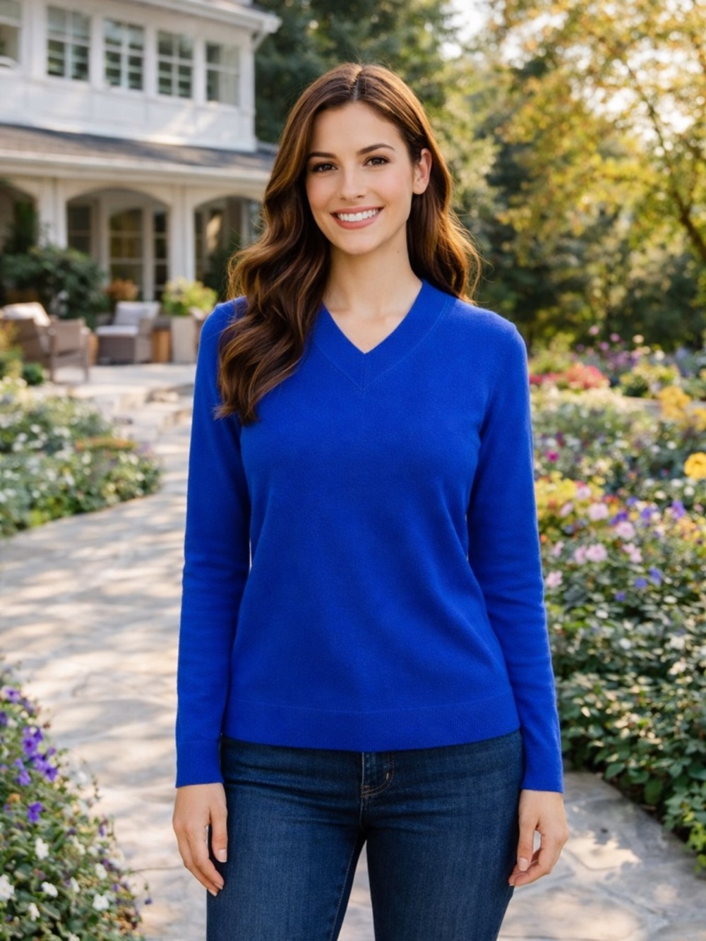 NWT Croft & Barrow Women's V-Neck Sweater - Bold Blue